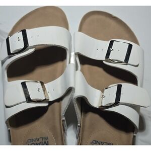 Maui Island Women's White Buckle Straps Slide Sandals US 9 Adjustable Strap‎